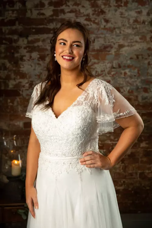 Floaty sleeve wedding dress outlet